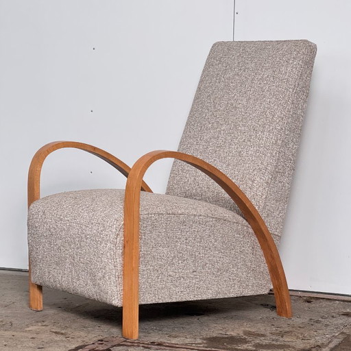 Poltrona Art Déco francese con schienale extra-alto, anni '30 — Completamente ristrutturata