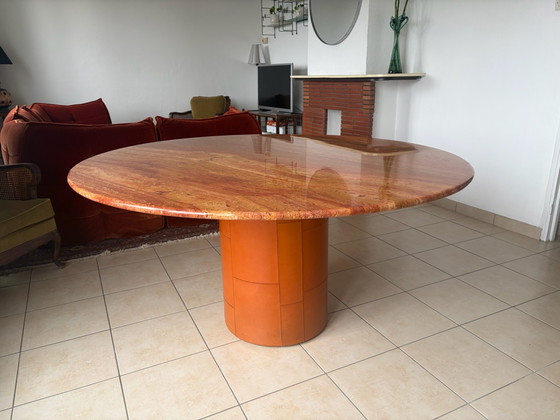 Tavolo « Tobio » di Afra & Tobia Scarpa per B&B Italia 1974 – Tavoli da pranzo, Pelle, Marmo (photo 2 of 12)