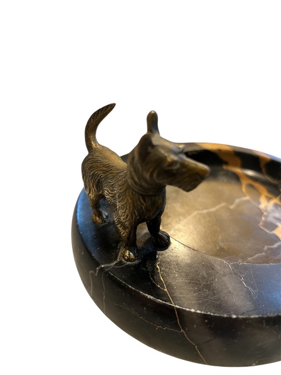 Image 1 of Wiener Bronzehund Scottish Terrier Österreich Marmor Tropfschale Eingangsschublade Wien