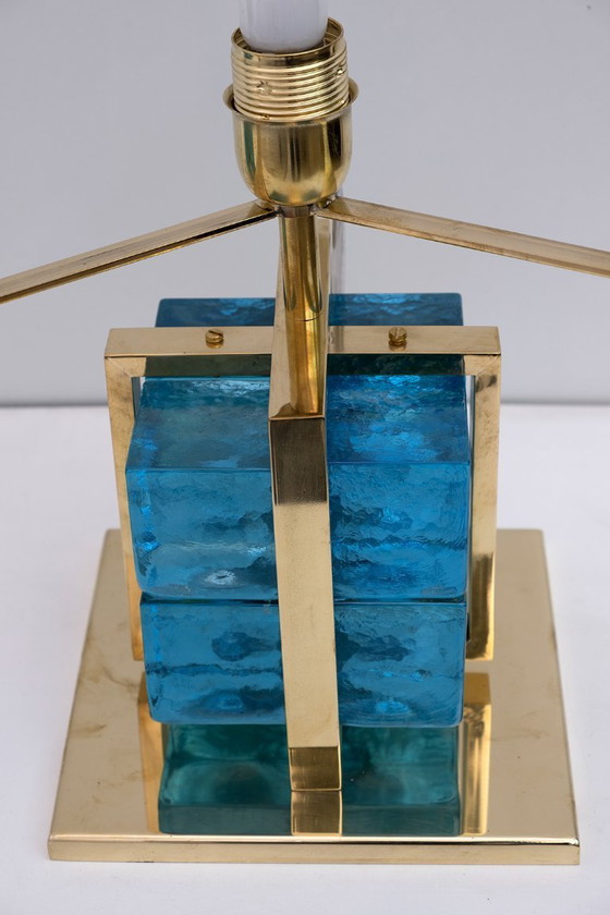 Image 1 of Ein Paar zeitgenössische Tischlampen aus Muranoglas und Messing
