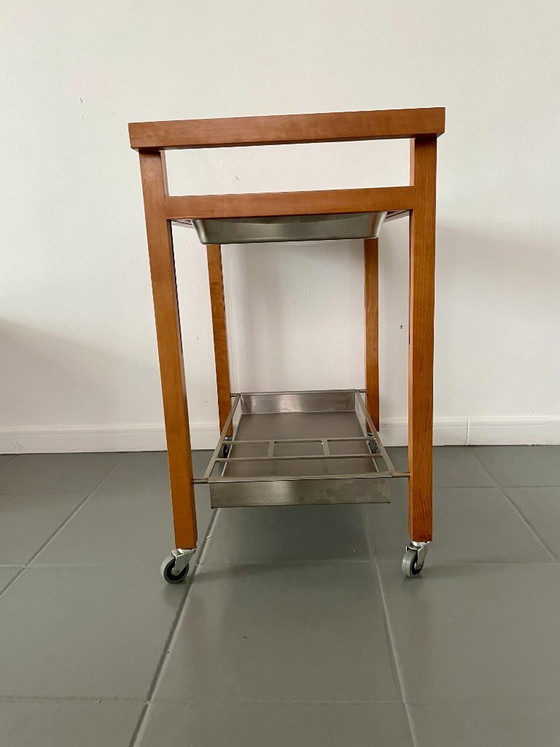 Image 1 of Chariot de bar vintage au design scandinave avec glacière intégrée en métal