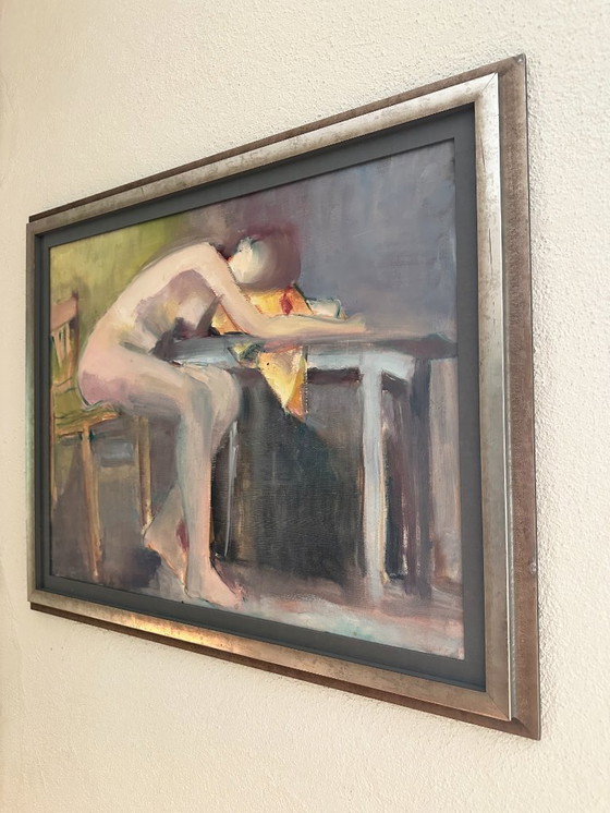 Image 1 of Dipinto figurativo francese originale degli anni '70 firmato Marais