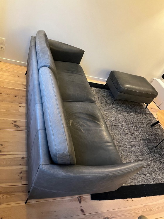 Image 1 of Vilmers: sofá de cuero (4 plazas) y reposapiés