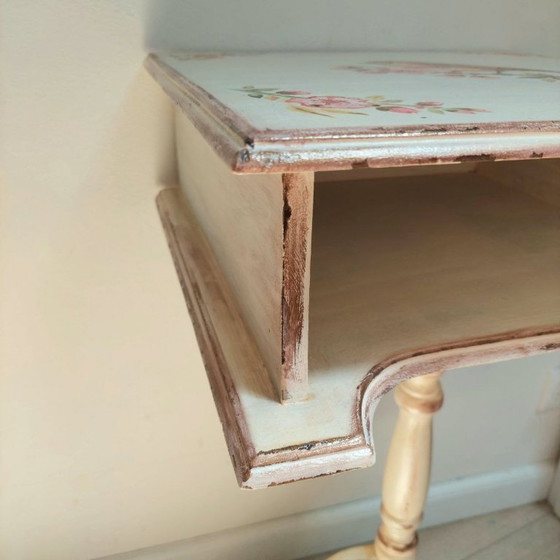 Image 1 of Hand Painted Robin Side Table in English Cottage Style