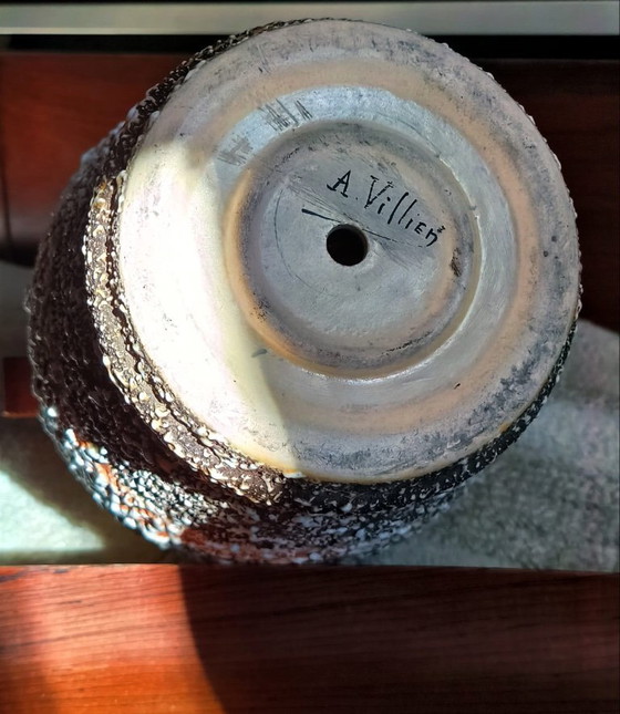 Image 1 of Art Deco ceramic and bronze lamp base by André Villien, 1930s