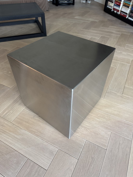 Tavolino mobile Casamilano cubo acciaio inox 48x48x48