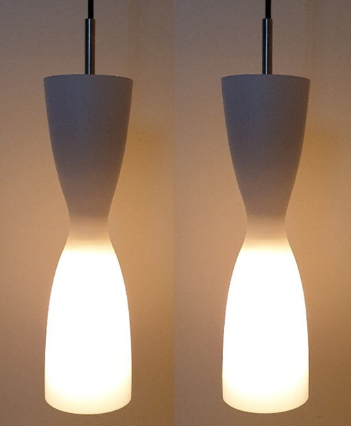 Hala Zeist 2 Lampes à Suspension en Verre Opalin