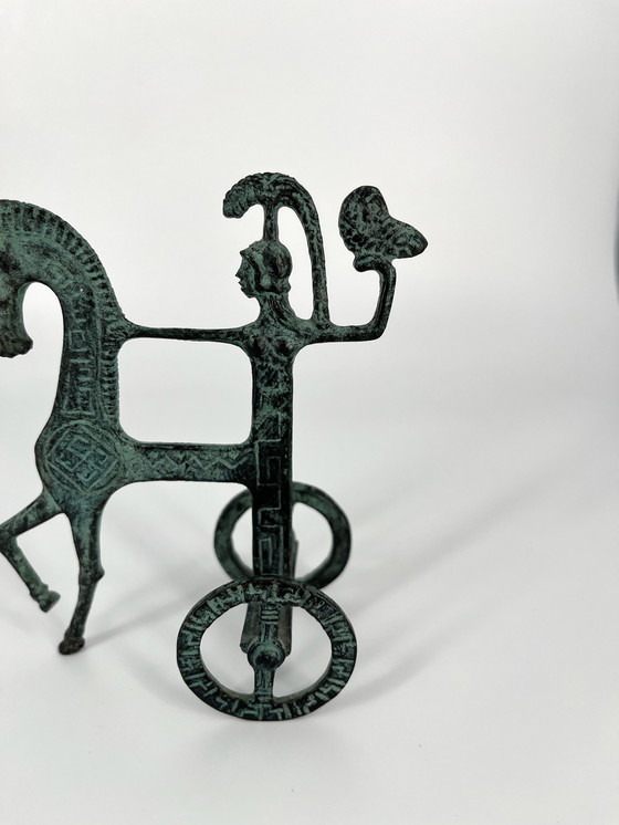 Image 1 of Figure Frederick Weinberg style goddess Athena & owl brass, bronze