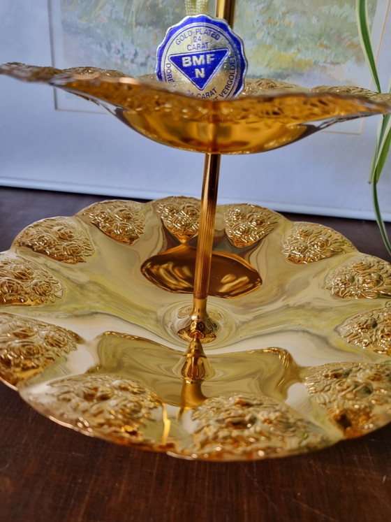 Vintage 24k Vergulde Etagère Nieuw met Originele Verpakking – BMF Rheingold West-Germany – Hollywood Regency (photo 4 of 15)