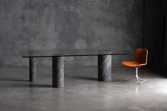 Image 1 of Esstisch aus Marmor und Glas von Massimo Vignelli, Italien, 1980er Jahre