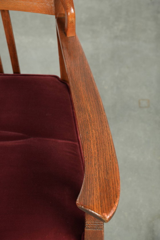 Image 1 of 2 chaises de salle à manger Schuitema de style Art Nouveau/Jugendstil avec revêtement en tissu rouge