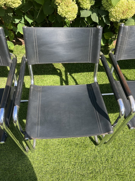 6 sillas con arnés de cuero Matteo Grassi Tube Slide negras – Sillas de comedor, Leather, Metal (photo 6 of 13)