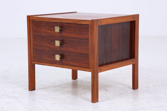 Image 1 of Prachtig vintage nachtkastje 60s | Mid Century houten nachtkastje met laden palissander opslag #07-47