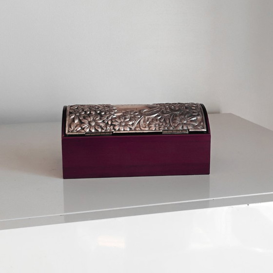 Image 1 of WOODEN BOX WITH STERLING SILVER LID