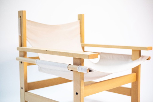 Mid-Century Lounge Sessel aus Holz mit Canvas, 1960er, 2er Set