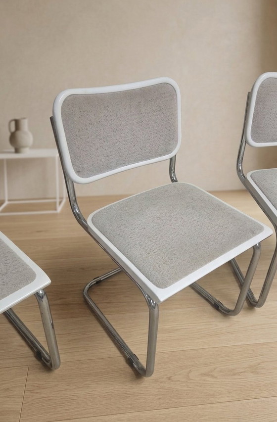 Image 1 of Set of 4 Marcel Breuer Tubular Chairs, Mid Century Modern Bauhaus Chrome Cantilever Dining Chairs, 20th Century