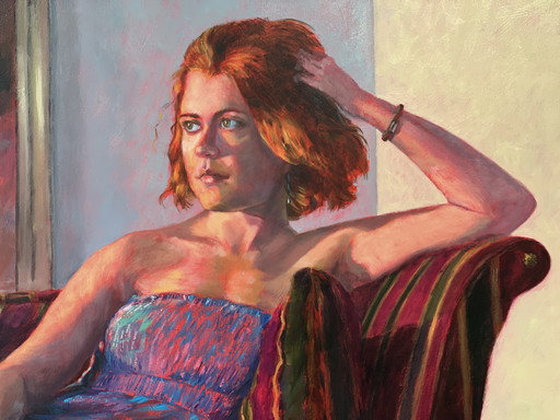 Giclée Reproductie van olieverfschilderij “Wachtend”