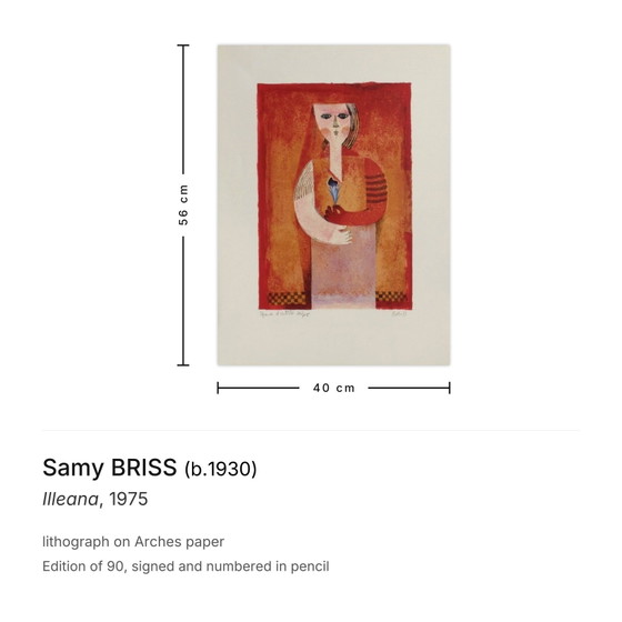 Image 1 of Samy BRISS Illeana signierte Lithographie 1975