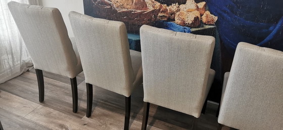 Image 1 of 6 beige stoelen/ 6 beige chairs