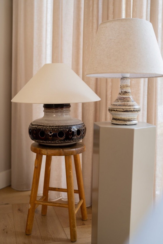 Image 1 of Retro brown table lamp with beige shade