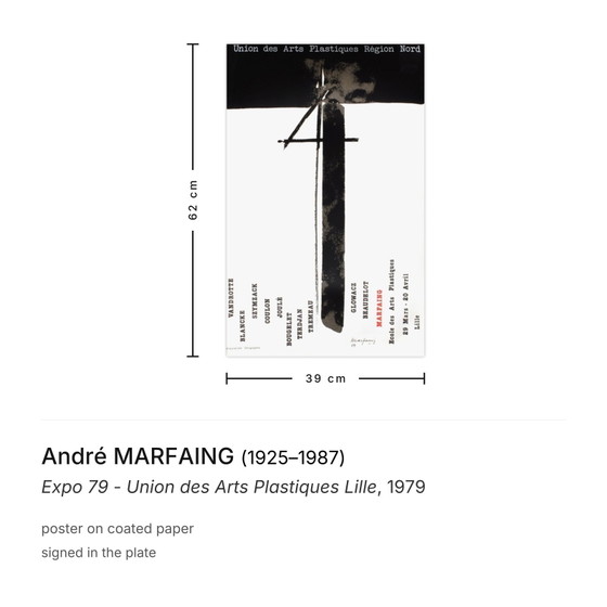 André MARFAING Plakat Expo 79 - Union of Visual Arts Lille – Posters, Paper (photo 3 of 5)