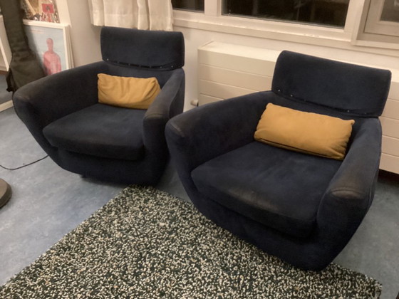 Image 1 of Poltrone Salon Ligne Roset (2x) Alcantara blu scuro