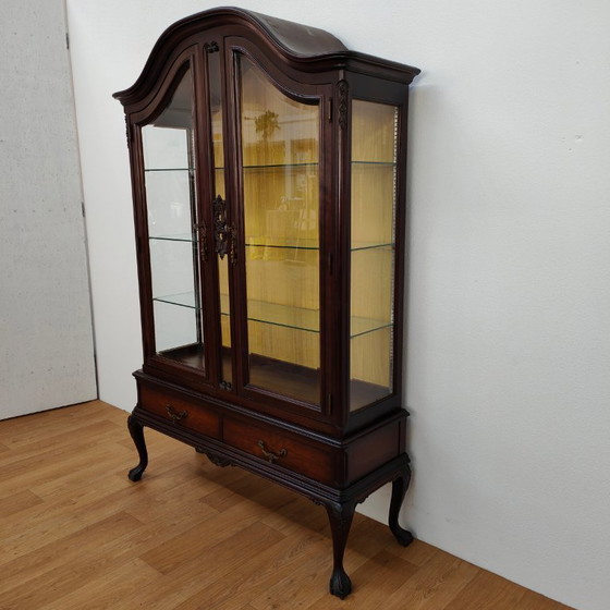 Image 1 of Vitrine, buffet, vaisselier, meuble mural de style Chippendale vintage