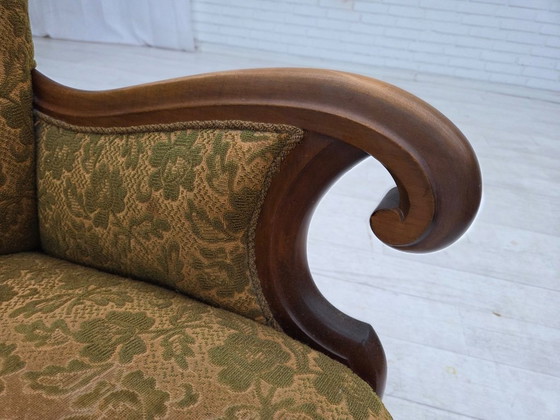 Image 1 of Poltrona danese degli anni '50, mobili in lana, legno di quercia intagliato a mano.