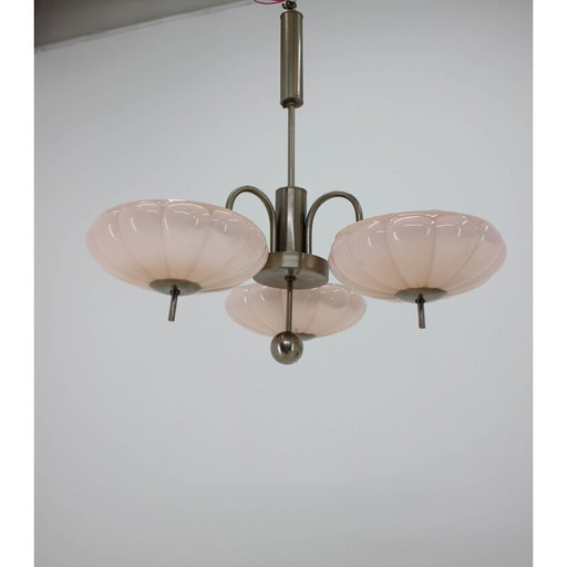Lustre Vintage Art Déco en acier nickelé, 1930