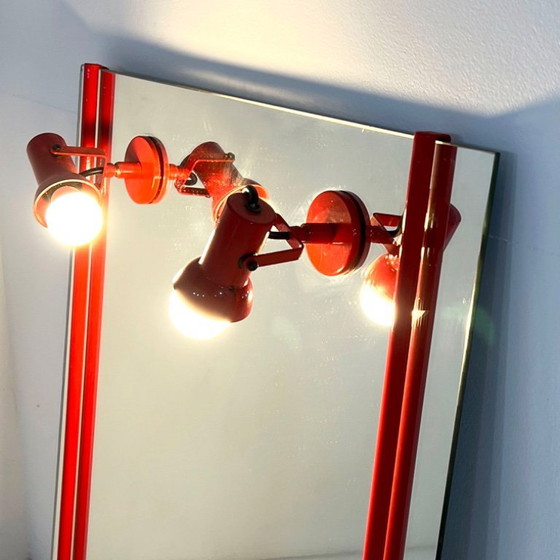 Image 1 of Red Vanity Mirror in Metal, 1970s