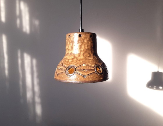 Image 1 of Hannie Mein Vintage Ceramic Pendant Lamp, Earthenware MCM Lamp, Ceramic Retro Lamp