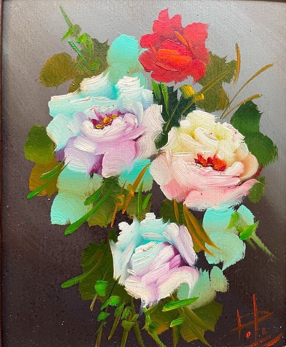 Image 1 of Dipinto: "Rose" (25 x 29) * Vintage anni '70 *