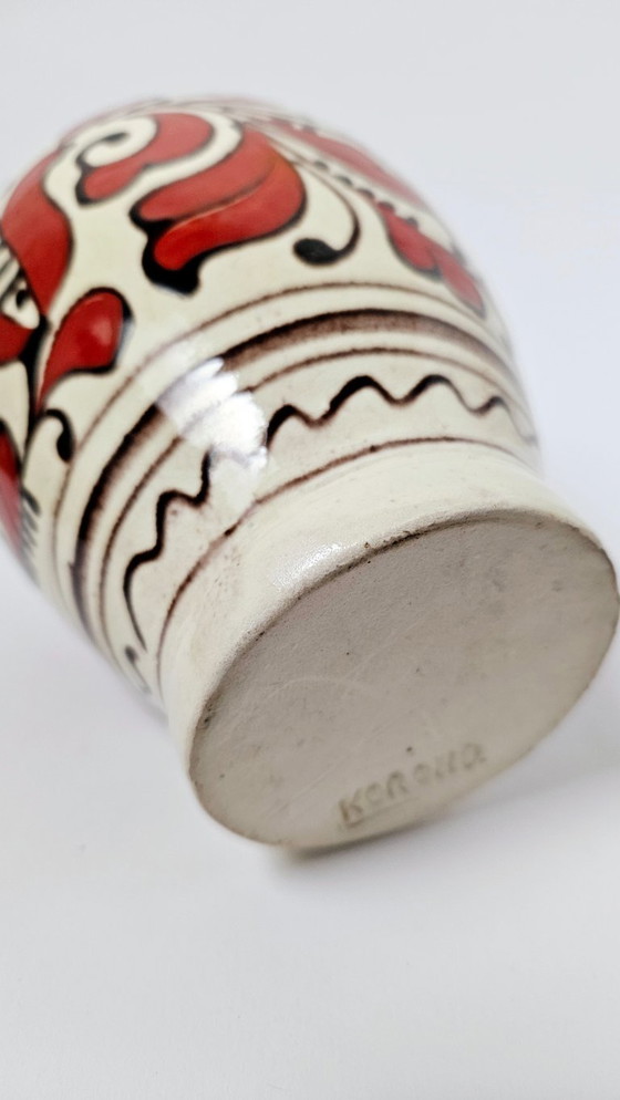 Image 1 of Ceramica tradizionale ungherese dipinta a mano | Vaso in ceramica floreale Korond Corund Transylvania | 17 cm | 6,7"