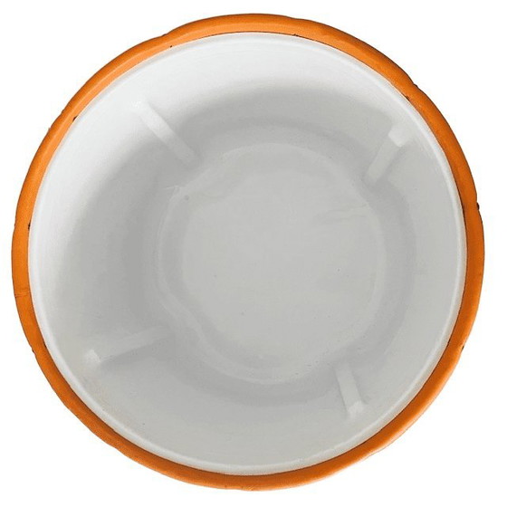 Image 1 of Vintage mid-century poef oranje skai 1960's