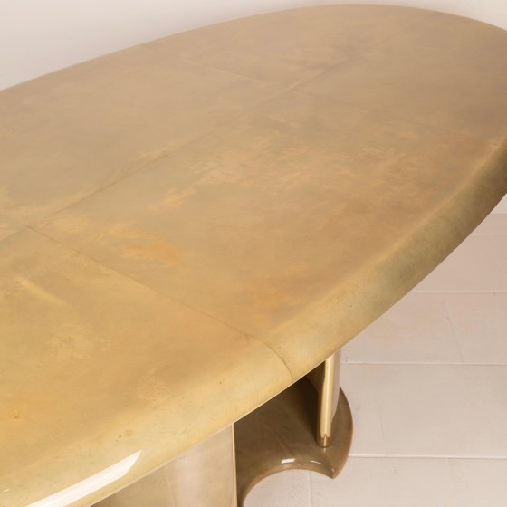 Angelo Mazzola parchment table produced by Ar.Vi Salpol, 1980 – Dining tables (photo 24 of 26)