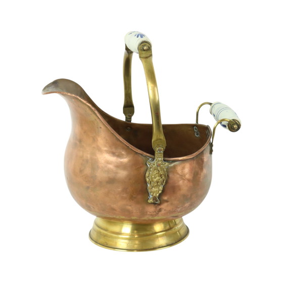 Image 1 of Antique Copper Helmet-Shaped Coal Kit Flower Pot