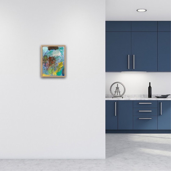 Image 1 of Guazzo astratto su carta colorata, 40x30cm