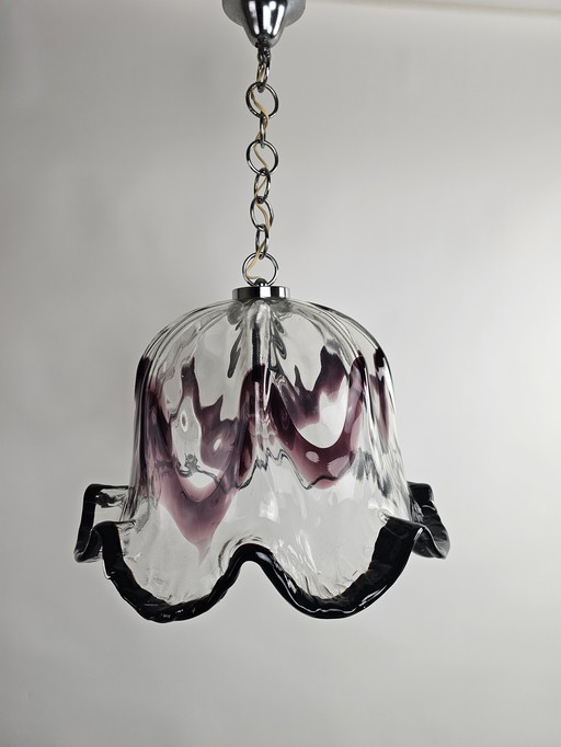 Hanglamp met bogen in transparant en lila kleur uit Italië 
