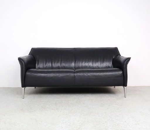 Sofá Leolux Mayon de 2,5 plazas de cuero negro