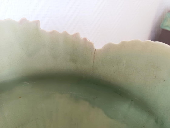 Image 1 of Cache Pot Art Nouveau Aux Pivoines En Barbotine