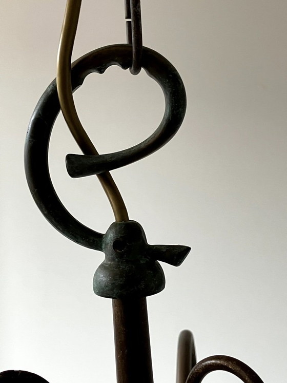 Image 1 of Lampada a sospensione Falb design in alabastro e ottone