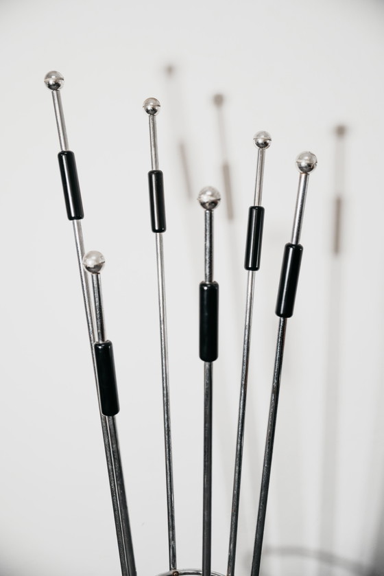 Image 1 of Garderobenständer aus Travertin und Stahl der Gebrüder Mannelli, modernes Design der 1970er Jahre