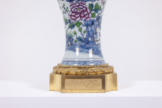 Image 1 of Pair of Porcelain Lamps with Bronze Satyrs. Circa 1880.