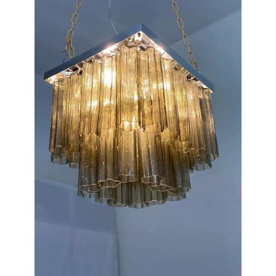 Image 1 of Contemporary Squared "Tronchi" in Venini Style Murano Glass Sputnik Flush Mount