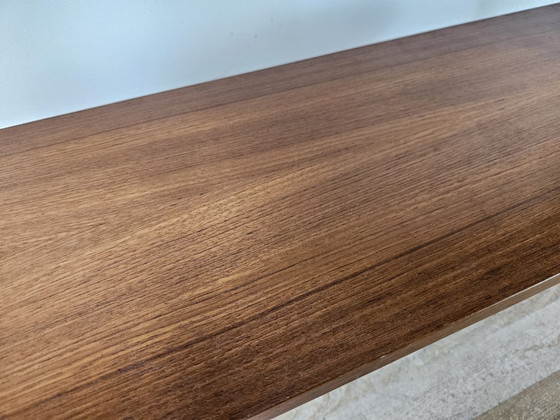 Image 1 of 1960s teak floor/sky bookcase with shelves and compartment