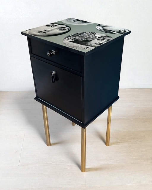 Vintage kastje met blad en Fornasetti Thème et Variazioni | L'ambiance vintage