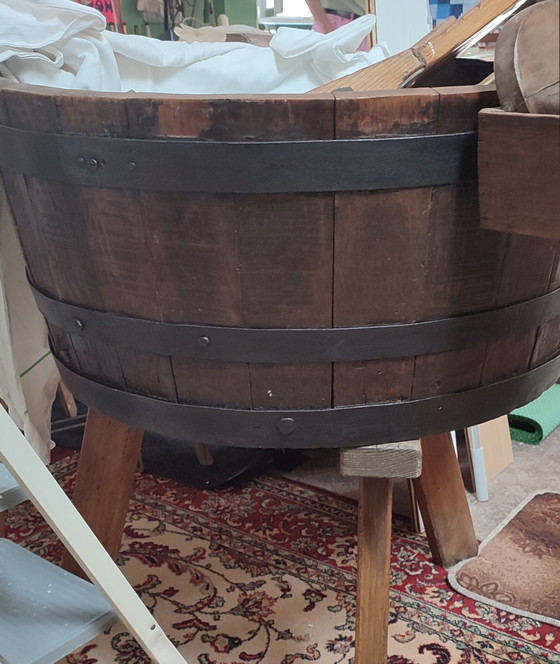 Bañera de madera antigua y juego completo de lavandería. – Cuvier ancien en bois et son ensemble de buanderie (photo 7 of 15)
