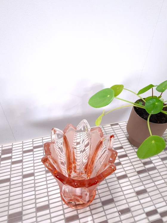 Image 1 of Pink glass vase, flower vase