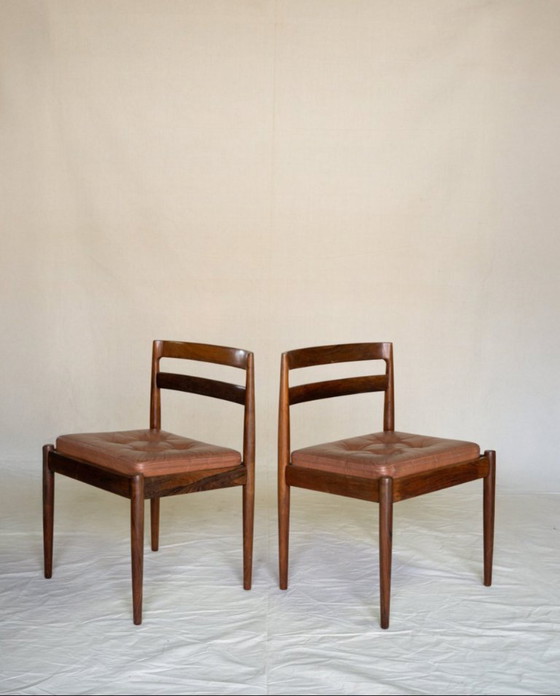 Model 301 stoelen van Kai Kristiansen, jaren 60, set van 4 – Eetkamerstoelen, Leather, Wood (photo 4 of 5)