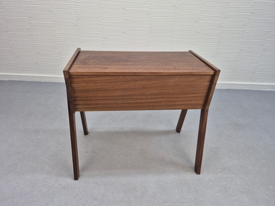 Vintage teak wood sewing thread/supplies table/cabinet. – Side tables (photo 6 of 13)